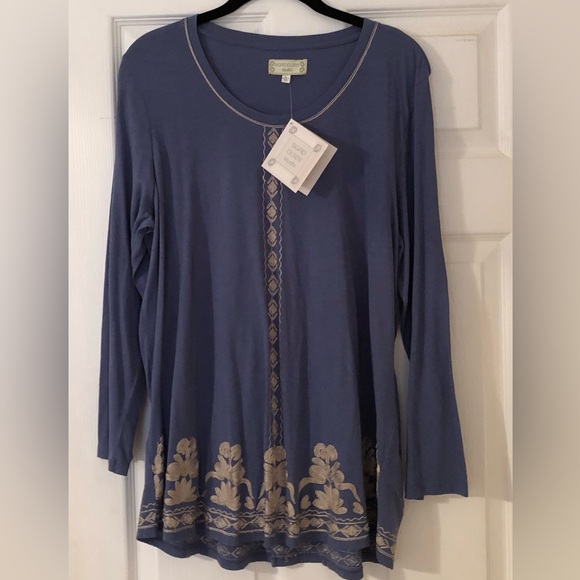 NWT Top Sigrid Olsen Long Sleeve Embroidered - Picture 2 of 7